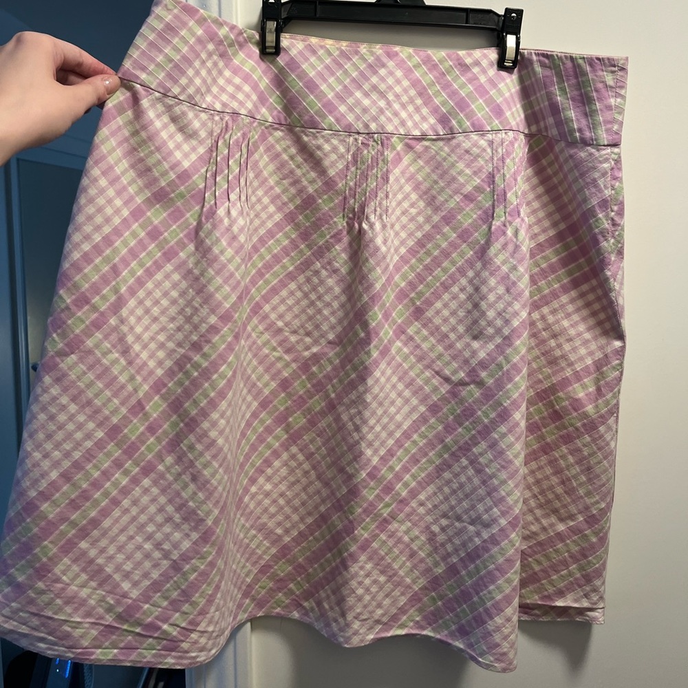 Ann Taylor Loft Purple & Green Plaid Skirt